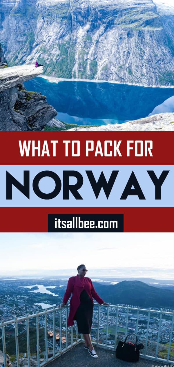 Norway Packing List + What To Pack For Trolltunga - Everything you need to know about what to pack for Norway. Whether you are looking for tips on what to pack for Trolltunga adventures or what to pack for a city break in Bergen or Oslo. Tips and more in this post. #Norway #Packingtips #citybreak #hiking #adventure #itsallbee #traveltips