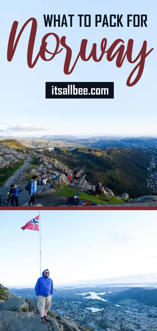 Norway Packing List + What To Pack For Trolltunga - Everything you need to know about what to pack for Norway. Whether you are looking for tips on what to pack for Trolltunga adventures or what to pack for a city break in Bergen or Oslo. Tips and more in this post. #Norway #Packingtips #citybreak #hiking #adventure #itsallbee #traveltips