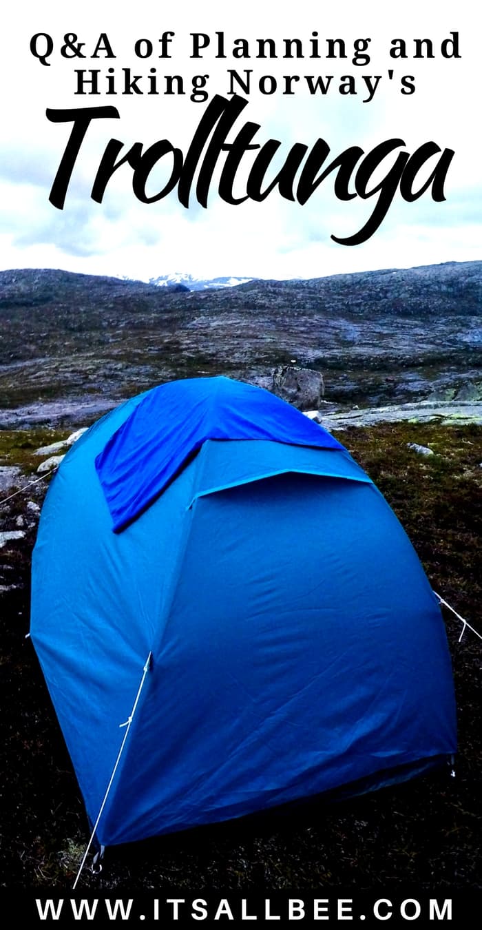 Recently I shared a post with shots from hiking Trolltunga. Here, I provide a detailed Trolltunga hike guide with everything from  Trolltunga camping, car park and parking in Trolltunga, what to pack, what to expect and when the best to hike Trolltunga and everything in between about the hike in Norway. Many have this trail on their sights so I wanted to address many of the questions I had before doing the hike and answer them for those that want to know about camping on top of Trolltunga, what to pack, where to park and all that good stuff.