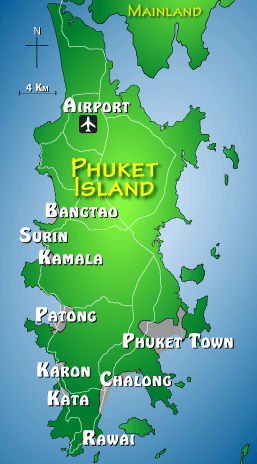 Map of beaches in phuket - best areas to stay in Phuket map