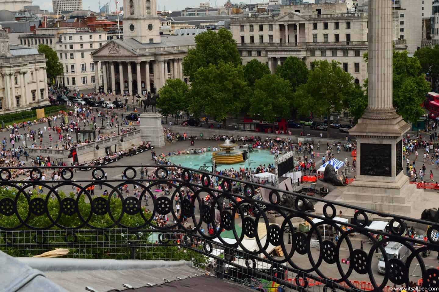 21 Free Things To Do In London - How to explore London for free. Get local tips on places to visit in London for free. From beautiful parks that only locals know about to top attractions like Tate Modern, Sky Garden, Changing of Guards, attractions on Southbank like London Eye, Big Ben, St Pauls, Tower Bridge, Tower of London and more! With plenty of free things to do in london with kids too. Free things to do in London winter #itsallbee #traveltips #Europe #Britain #GB #citybreak #england Vista Bar Trafalgar Square - cool things to do in london | things to do in london for teens | free tourist attractions in london