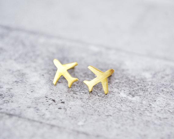 Airplane stud earrings - Wanderlust Jewelry - Cool Travel Inspired Jewelry You Wont Want To Take Off