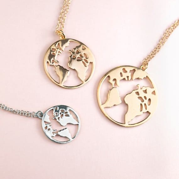 Map Necklace - Wanderlust Jewelry - Cool Travel Inspired Jewelry You Wont Want To Take Off - personalised travel jewelry - jewellery gifts for travellers- 