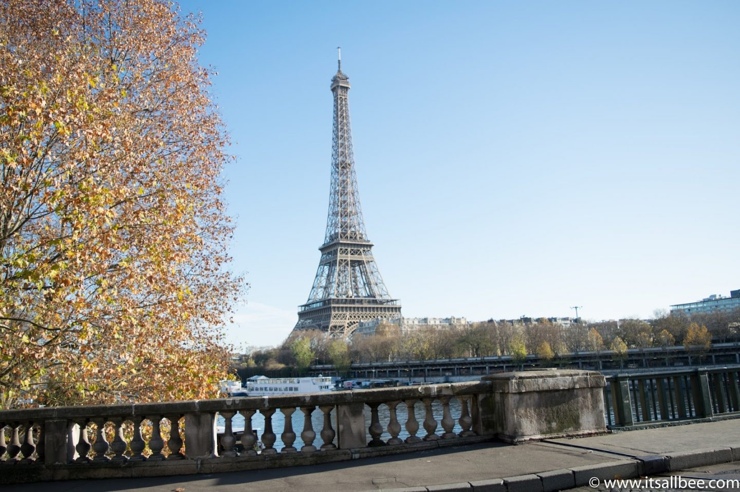 View of Eiffel Tower from Pont de Bir Hakeim