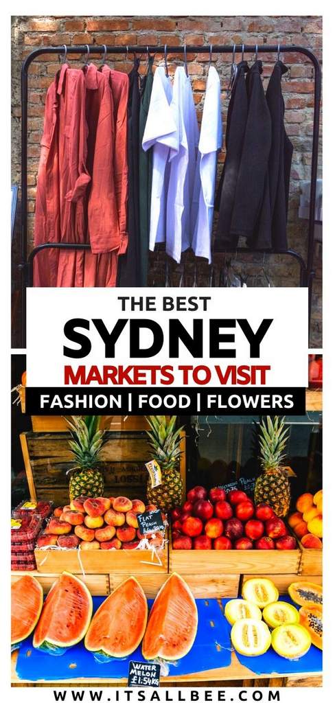 The Best Markets In Sydney Australia - Whether you are looking for the best markets for fashion, vintage markets, vegan, organic markets, food, and more. There is something for everyone. From Glebe market, Balmain market, Marrickville organic market, China town markets and Bondi markets, carriage works, The Rocks market. For more on best places for shopping in Sydney check out my Sydney Market Guide! #itsallbee #oceania #adventure #traveltips #shopping 