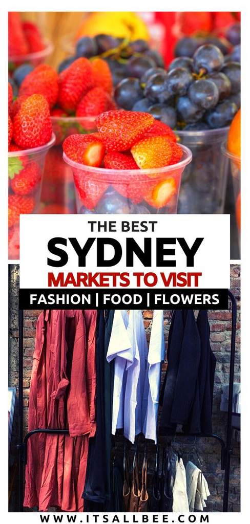 The Best Markets In Sydney Australia - Whether you are looking for the best markets for fashion, vintage markets, vegan, organic markets, food, and more. There is something for everyone. From Glebe market, Balmain market, Marrickville organic market, China town markets and Bondi markets, carriage works, The Rocks market. For more on best places for shopping in Sydney check out my Sydney Market Guide! #itsallbee #oceania #adventure #traveltips #shopping 