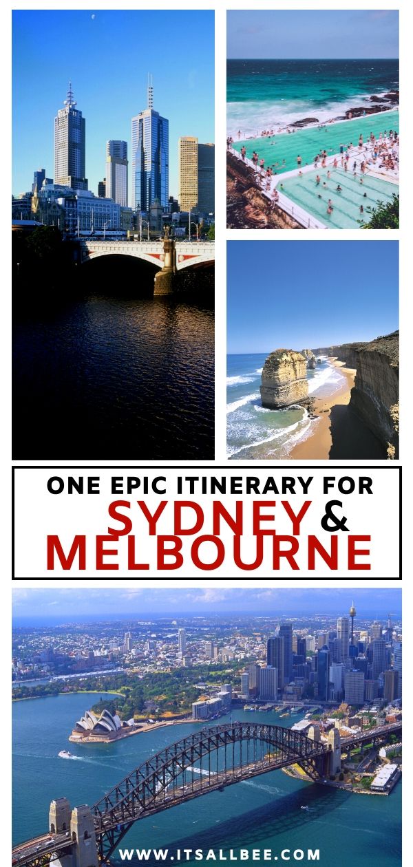 The perfect Sydney and Melbourne itinerary. An epic adventure packed itinerary with trips to Blue Mountains, Great Ocean Road, Grampians, Bondi Beach, Manly, Brighton Beach Bathing Boxes Beach, St Kilda. With options for sydney to melbourne roadtrip or flying. #traveltips #flights #solotrip #female #traveller #blogger #noire #downunder #aussie #roadtrip #oceania #itinerary 