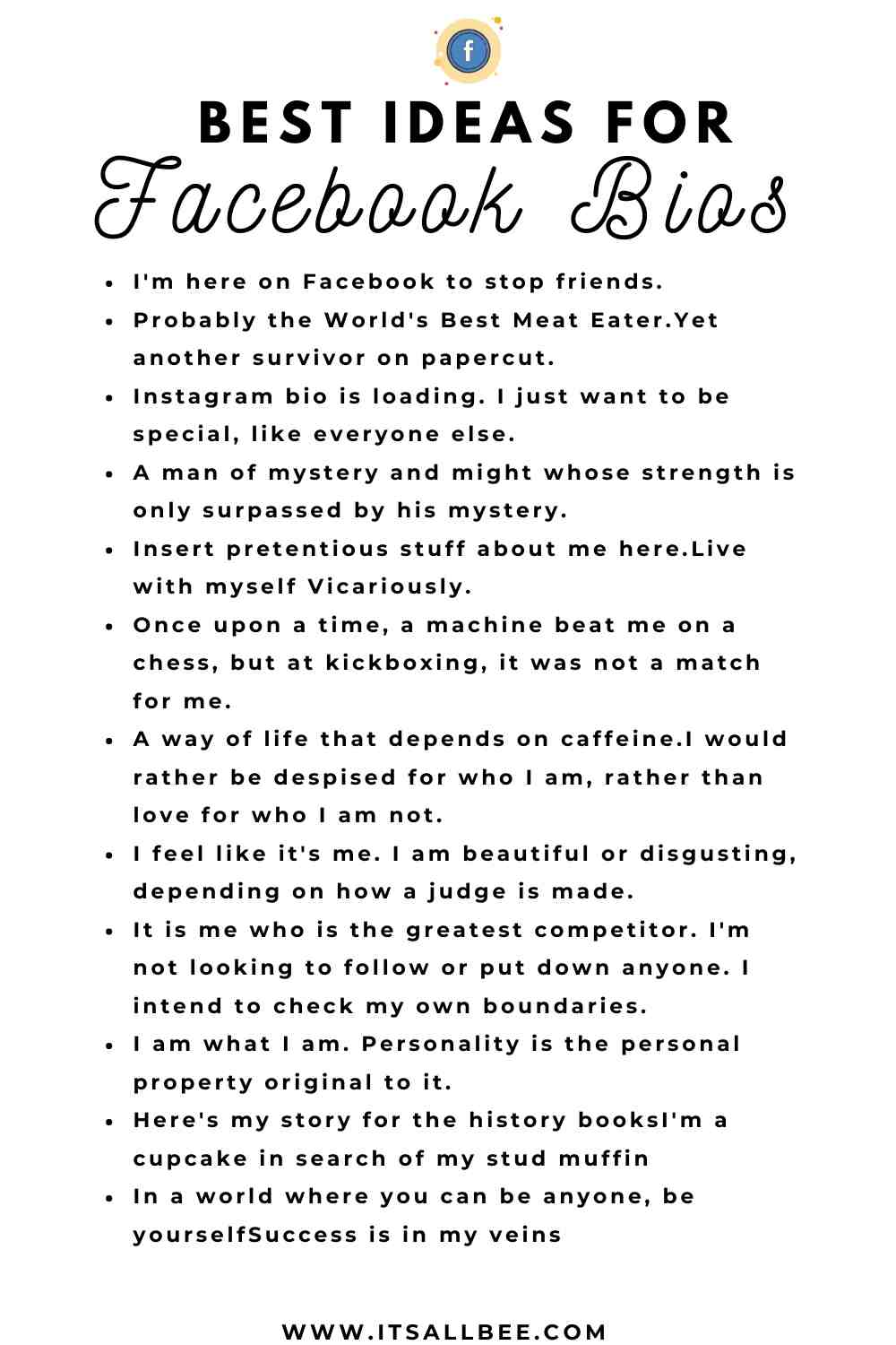 Bio Facebook examples - Facebook funny - bio for Facebook profile - bio Facebook ideas