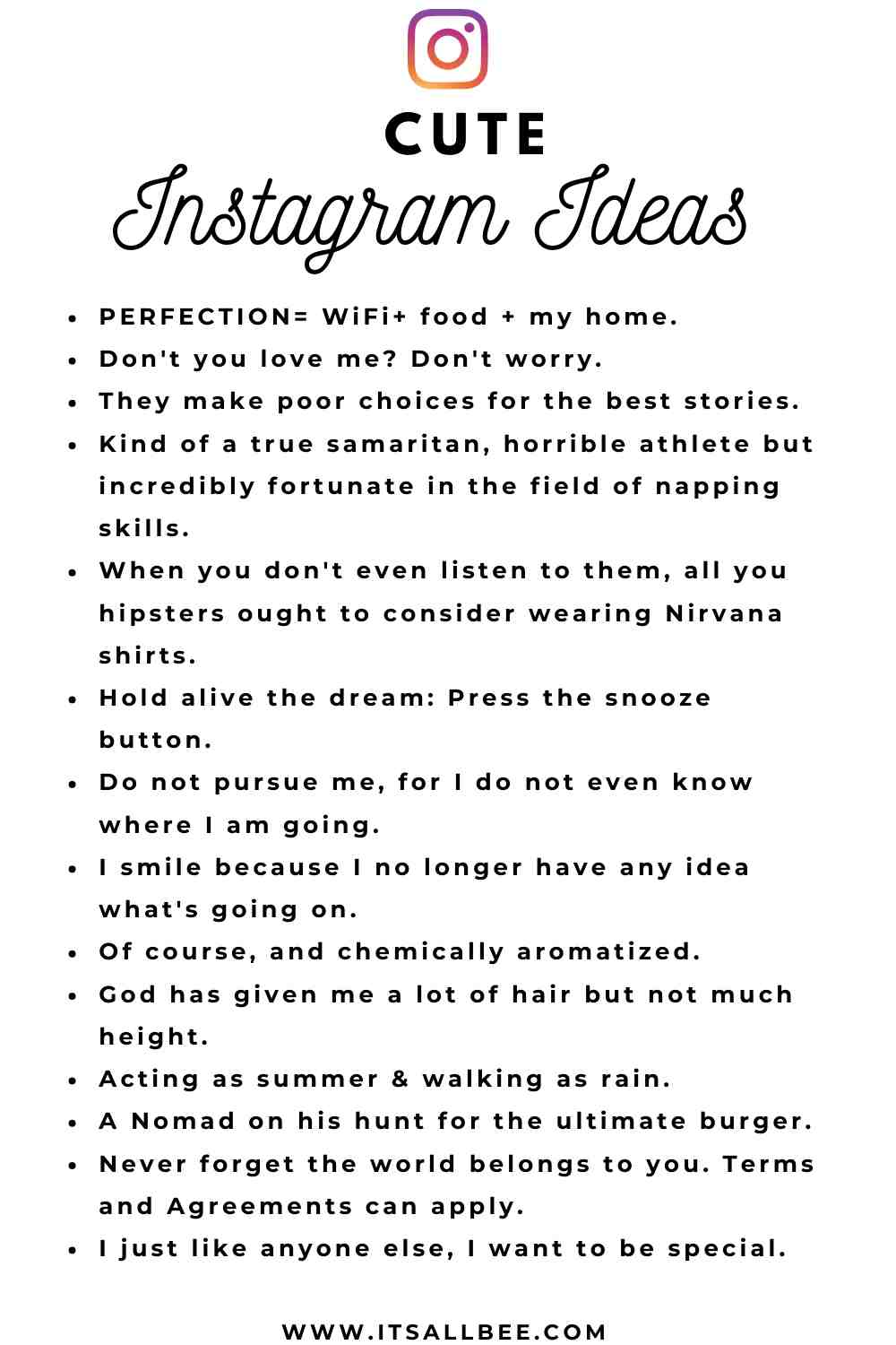 Guide to cool ideas for Instagram bios for guys. Short, savage, funny and witty quotes and captions for profile