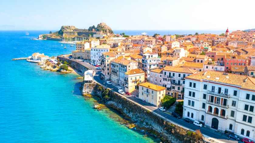 Panoramic view of Kerkyra, capital of Corfu island, Greece