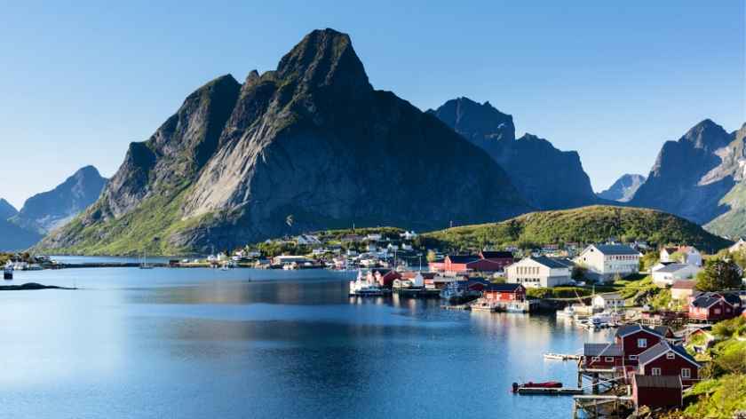 Loften Island in Norway in the summertime