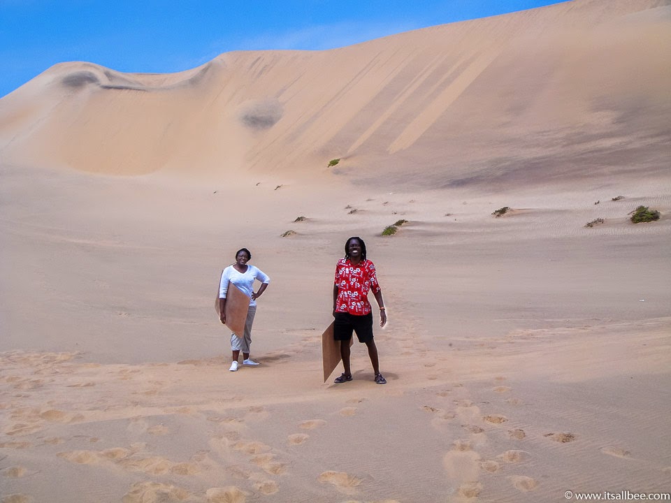 Amazing places to visit in Namibia - Tops tips on the best places to visit in Namibia Africa - From Deadvlei, Sossusvlei, Himba people, Skeleton Coast, Etosha Park, Walvis Bay, Swakopmund, Dune 45 and experience sandboarding and dune bashing, kayaking the Atlantic, and amazing safari parks. #africa #traveltip #adventure #sandboarding #flights #packingtips www.itsallbee.com