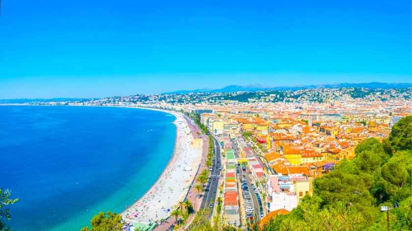 The coastline of Nice, France