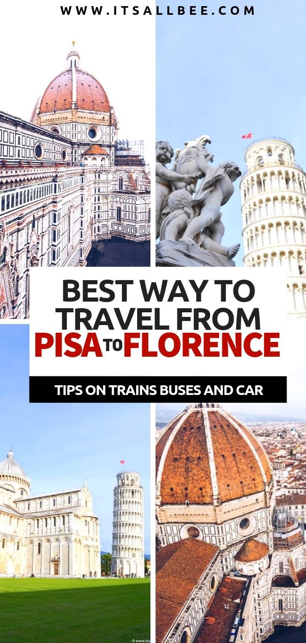 How to get from Pisa To Florence By Train Bus and Car! - Tips on how to travel between Florence and Pisa and a look at best way to get from Pisa to Florence. #Italy #florence #pisa #duomo #campanile #mariadelfiore #croce #miraclesquare #italian #gelato #transport #pisadaytrip