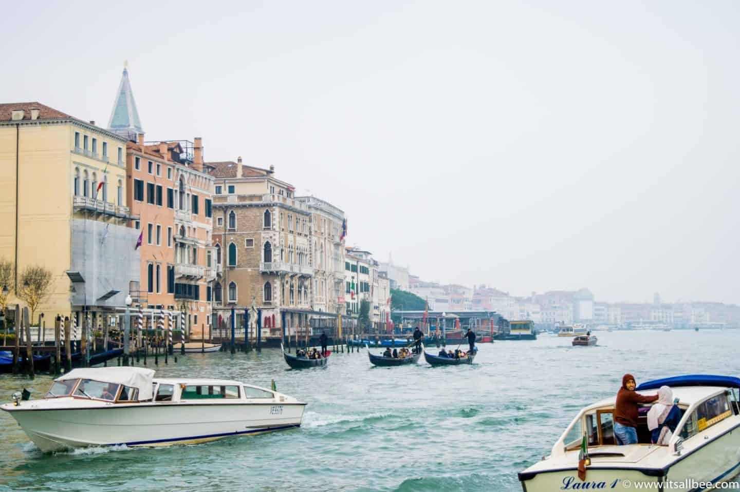 Venice taxis on the grand canal