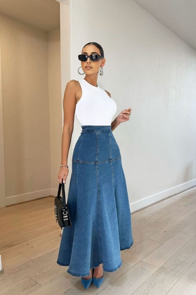 Discover stylish denim maxi skirt outfit ideas perfect for brunch, exploring, casual outings, and more. Get tips on how to balance your silhouette, choose the right footwear, and accessorize to elevate your look. Denim Maxi Skirts, Denim Maxi Skirt Outfit, Summer Outfit, Outfit Ideas, Denim Skirt Outfit Summer, Denim Skirt Outfit Ideas, Denim Skirt Outfit Winter, Denim Skirt Styling, Denim Skirts Long, Skirts Outfits, Style, Denim Skirt Longer, Denim Skirts Outfits Ideas, Skirt Outfit Aesthetic Discover stylish denim maxi skirt outfit ideas perfect for brunch, exploring, casual outings, and more. Get tips on how to balance your silhouette, choose the right footwear, and accessorize to elevate your look. Denim Maxi Skirts, Denim Maxi Skirt Outfit, Summer Outfit, Outfit Ideas, Denim Skirt Outfit Summer, Denim Skirt Outfit Ideas, Denim Skirt Outfit Winter, Denim Skirt Styling, Denim Skirts Long, Skirts Outfits, Style, Denim Skirt Longer, Denim Skirts Outfits Ideas, Skirt Outfit Aesthetic