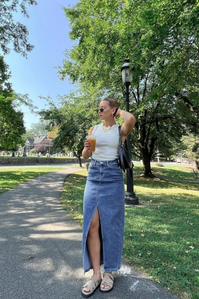 Discover stylish denim maxi skirt outfit ideas perfect for brunch, exploring, casual outings, and more. Get tips on how to balance your silhouette, choose the right footwear, and accessorize to elevate your look. Denim Maxi Skirts, Denim Maxi Skirt Outfit, Summer Outfit, Outfit Ideas, Denim Skirt Outfit Summer, Denim Skirt Outfit Ideas, Denim Skirt Outfit Winter, Denim Skirt Styling, Denim Skirts Long, Skirts Outfits, Style, Denim Skirt Longer, Denim Skirts Outfits Ideas, Skirt Outfit Aesthetic Discover stylish denim maxi skirt outfit ideas perfect for brunch, exploring, casual outings, and more. Get tips on how to balance your silhouette, choose the right footwear, and accessorize to elevate your look. Denim Maxi Skirts, Denim Maxi Skirt Outfit, Summer Outfit, Outfit Ideas, Denim Skirt Outfit Summer, Denim Skirt Outfit Ideas, Denim Skirt Outfit Winter, Denim Skirt Styling, Denim Skirts Long, Skirts Outfits, Style, Denim Skirt Longer, Denim Skirts Outfits Ideas, Skirt Outfit Aesthetic